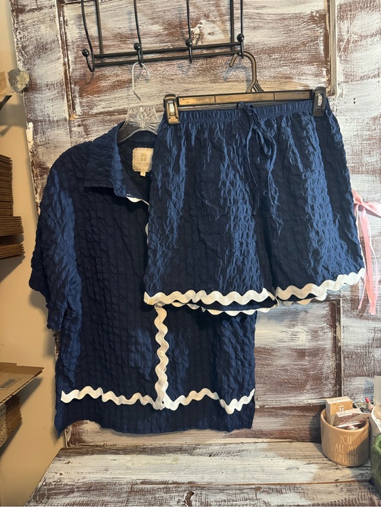 Simply Southern Other - Simply Southern Navy Textured Two-Piece Set with White Rickrack